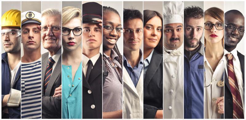 各种职业人脸的拼贴图