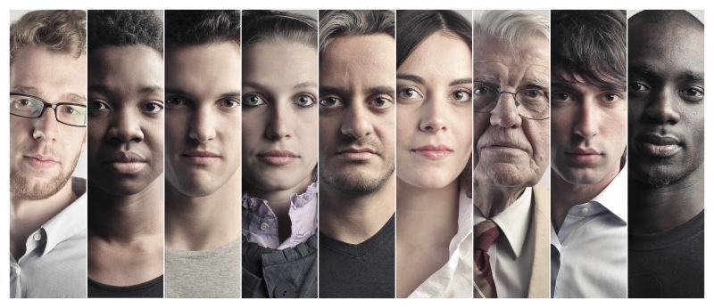 严肃的不同人们表情拼贴