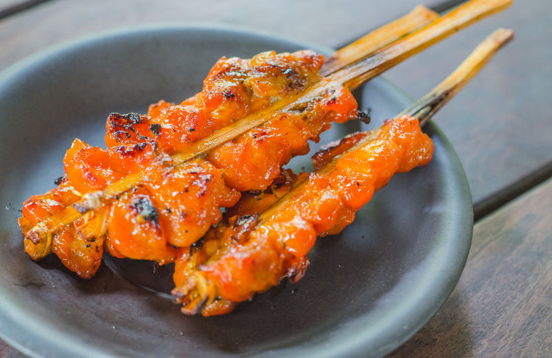 泰国街头食品烤鸡串