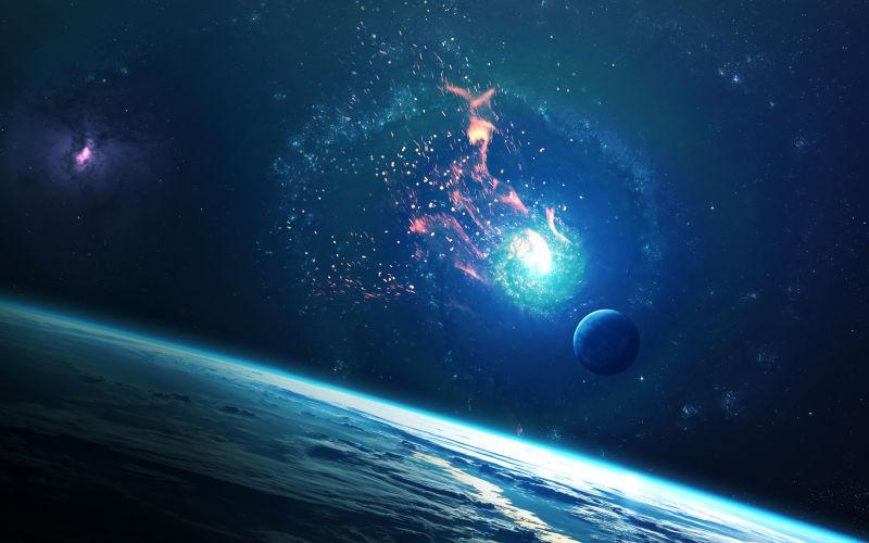 行星在宇宙太空中