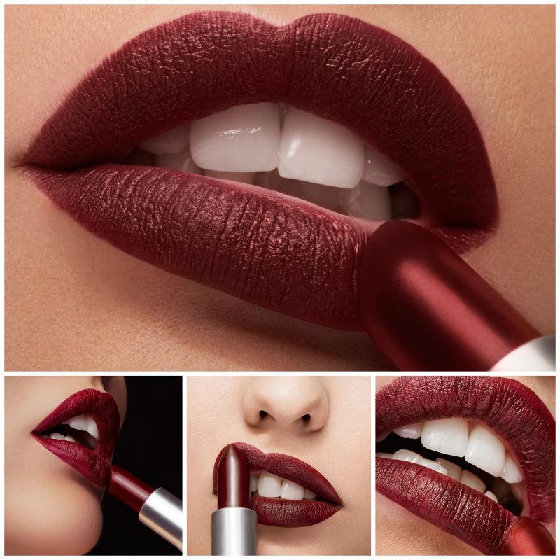 涂抹口红的嘴唇拼贴