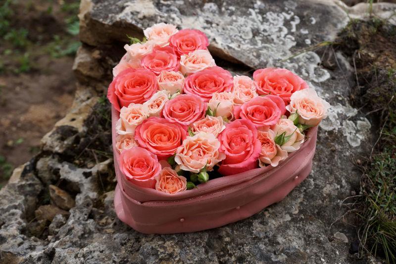 心形玫瑰花花束