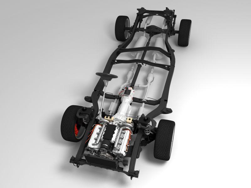 白色背景下的汽车车架