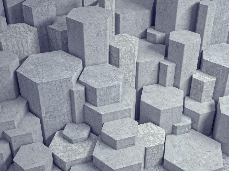 混凝土抽象几何六边形形状图形