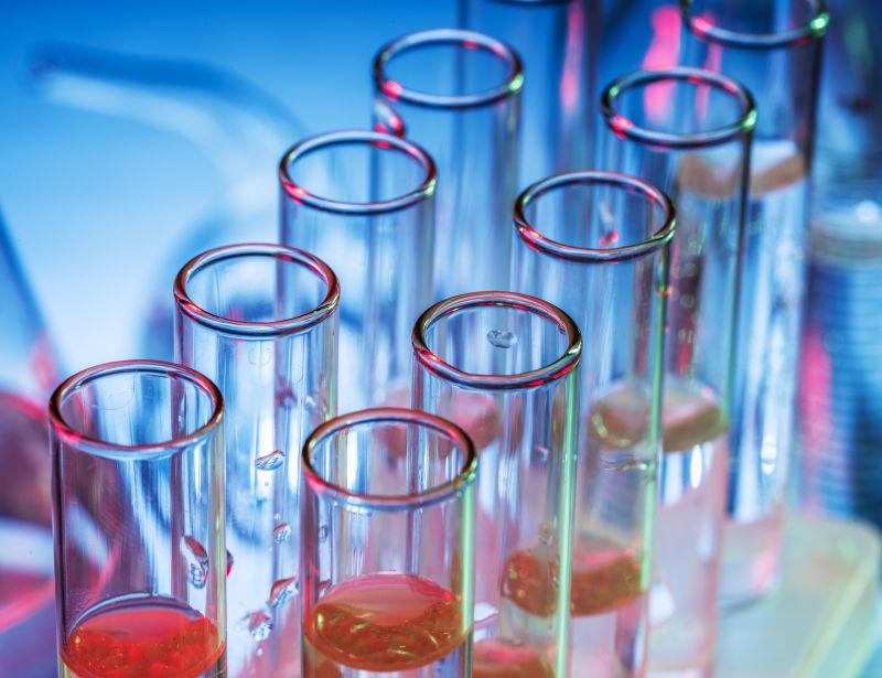 实验室里排列整齐的试管