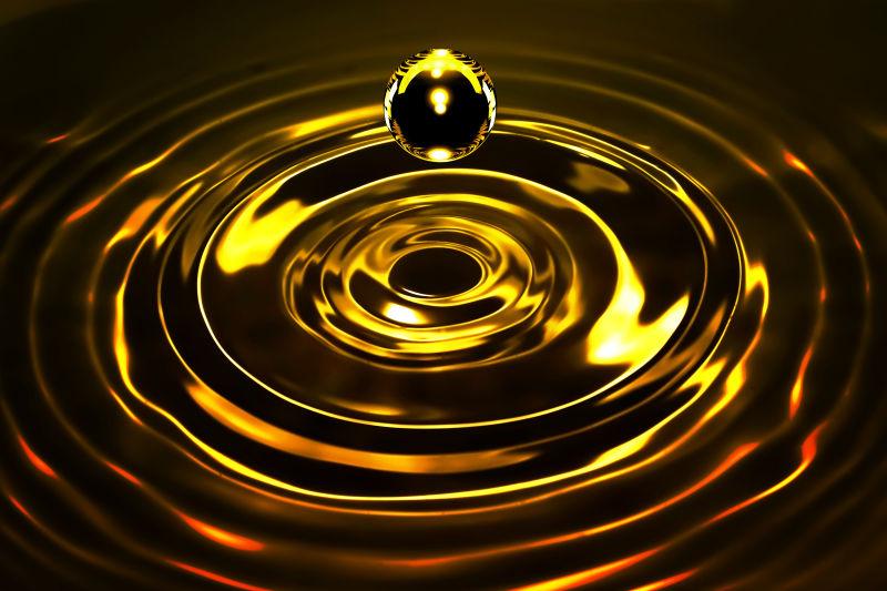 金黄色的水滴波纹