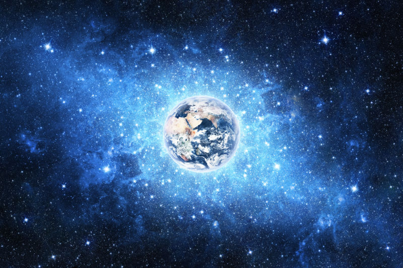 蓝色太空中的地球