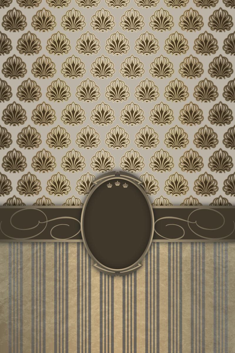 金色花纹和褐色花边的欧式复古装饰背景