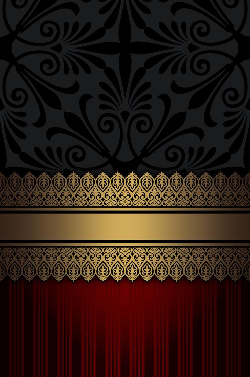 红色和金色的欧式复古装饰背景