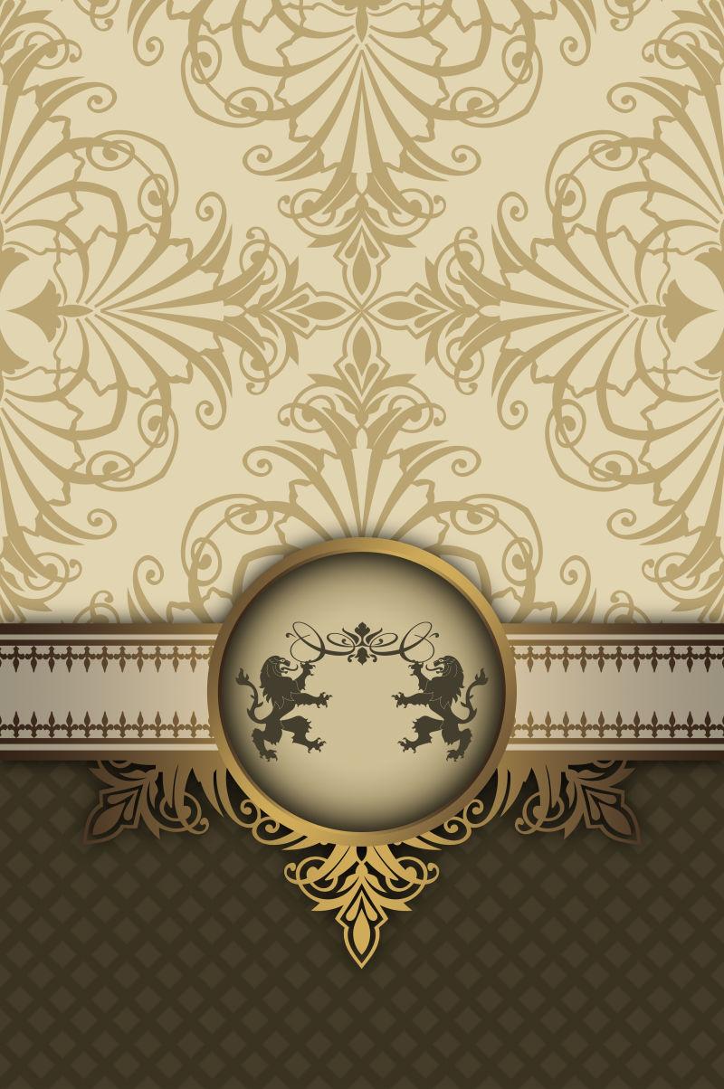 褐色和黄色的复古装饰壁纸风格