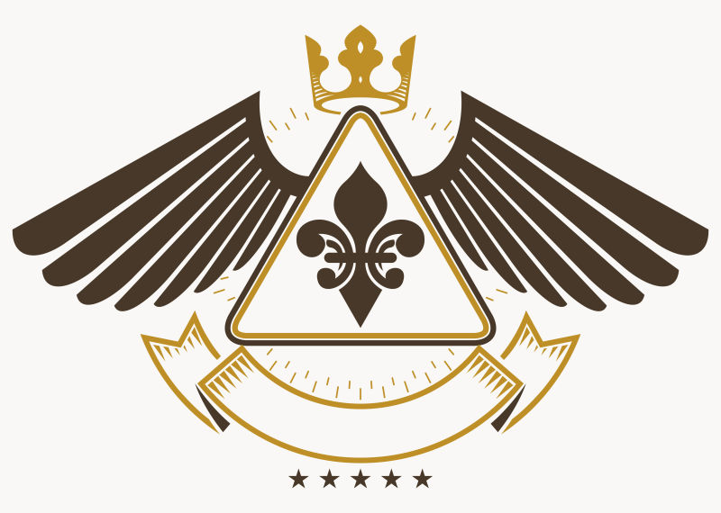 老白色背景上老鹰形状的复古徽章矢量图