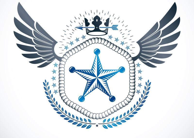 白色背景上的复古徽章矢量图