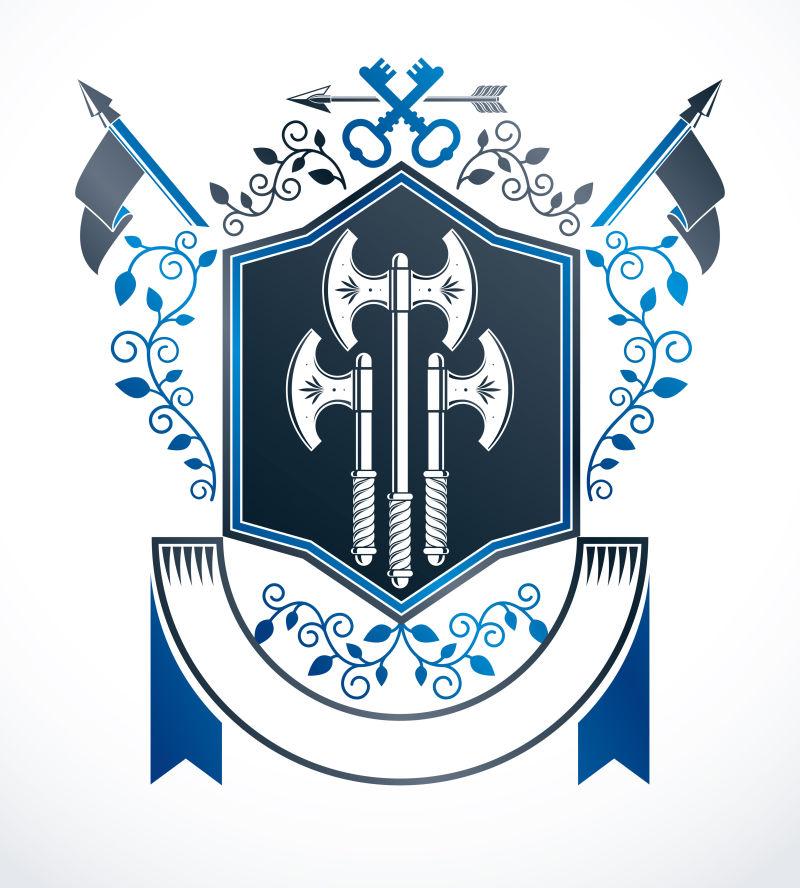 白色背景上的复古象征性徽章矢量图