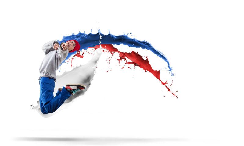 白色背景下的年轻人嘻哈舞者