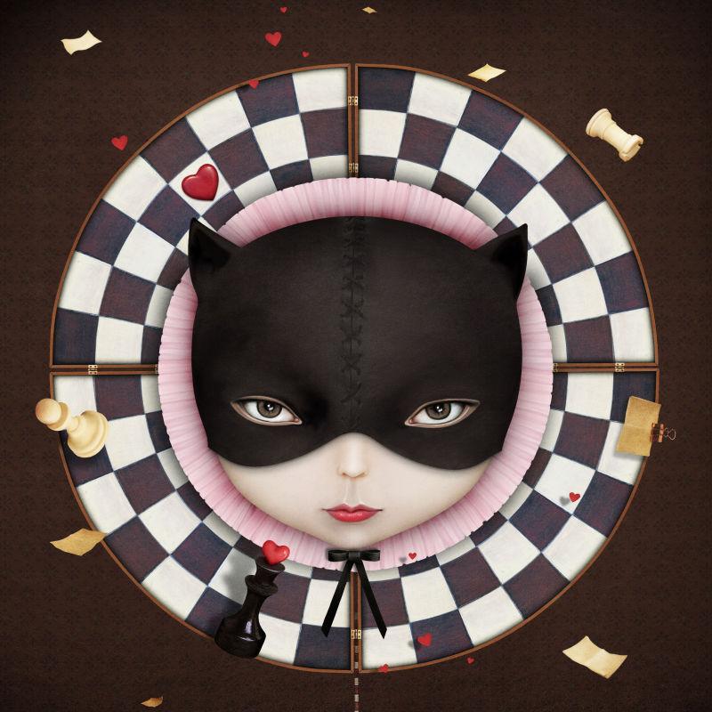 可爱的卡通猫脸女孩