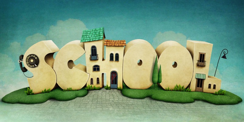 卡通school学校艺术插图