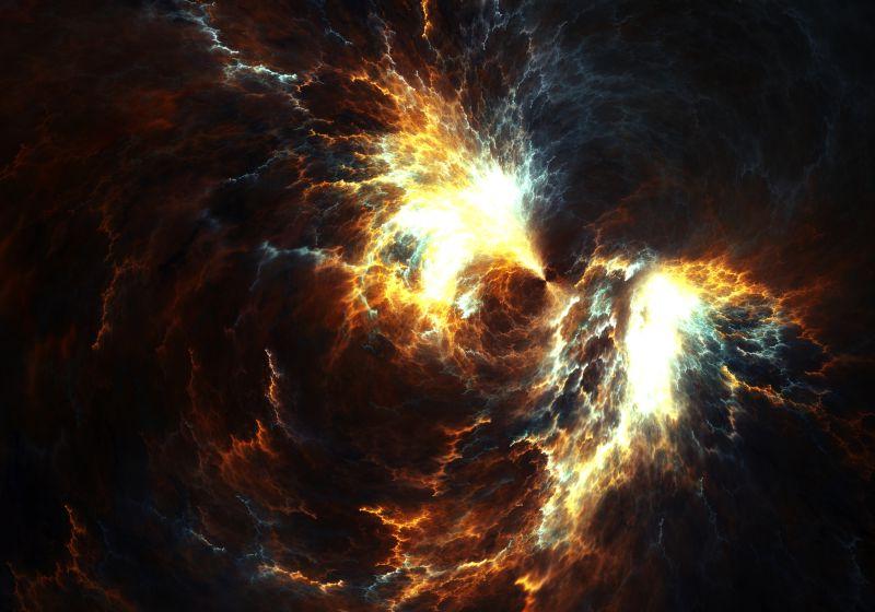 火上海洋的数字化抽象画