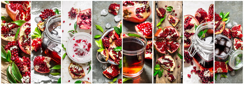 新鲜石榴的拼贴