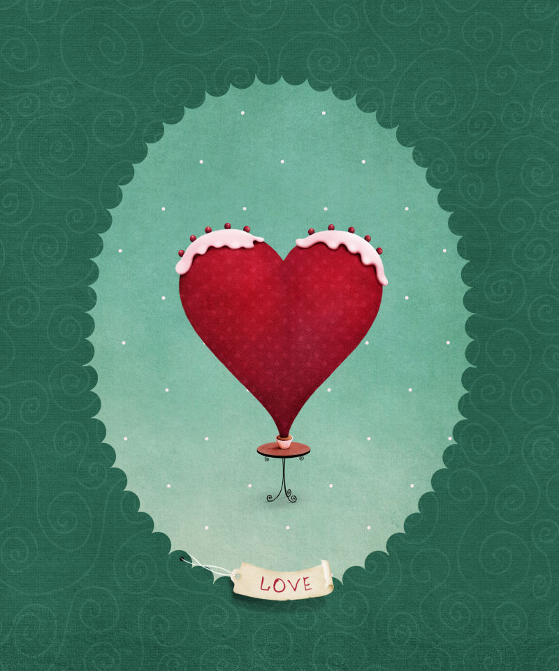 桌子上的一个红色爱心