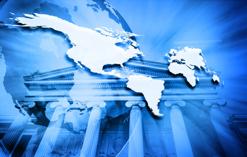 雅典神庙背景与世界地图