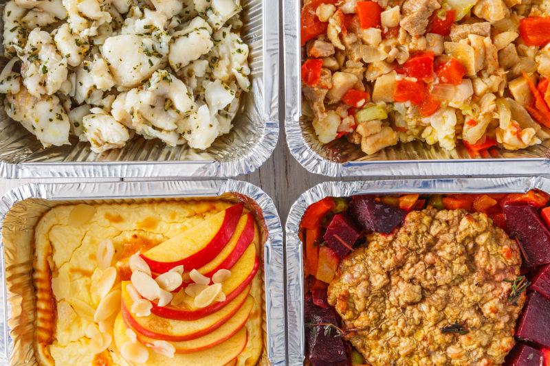 外卖食物水果与肉类