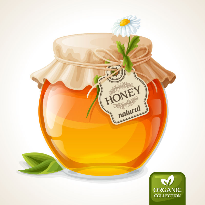 玻璃瓶中天然甜味有机蜂蜜蜂蜜