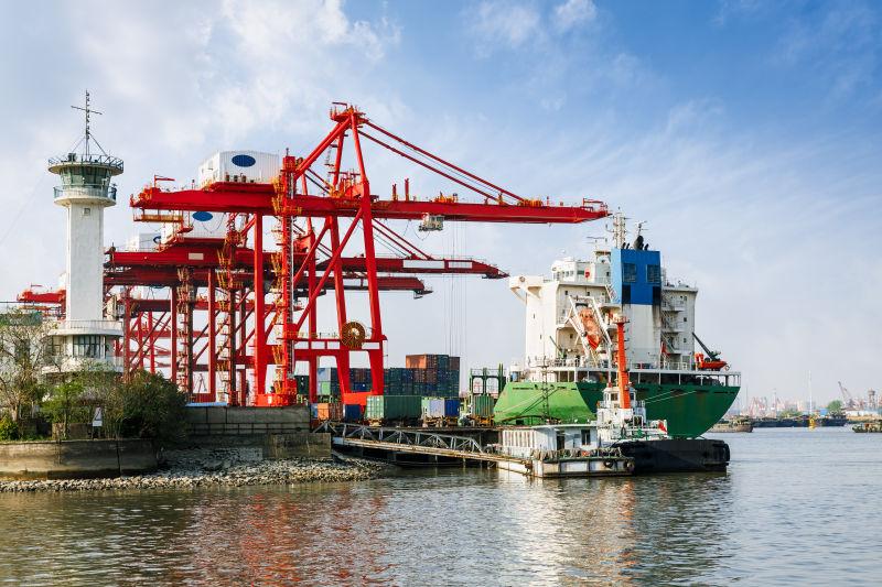 轮船货运港口景象