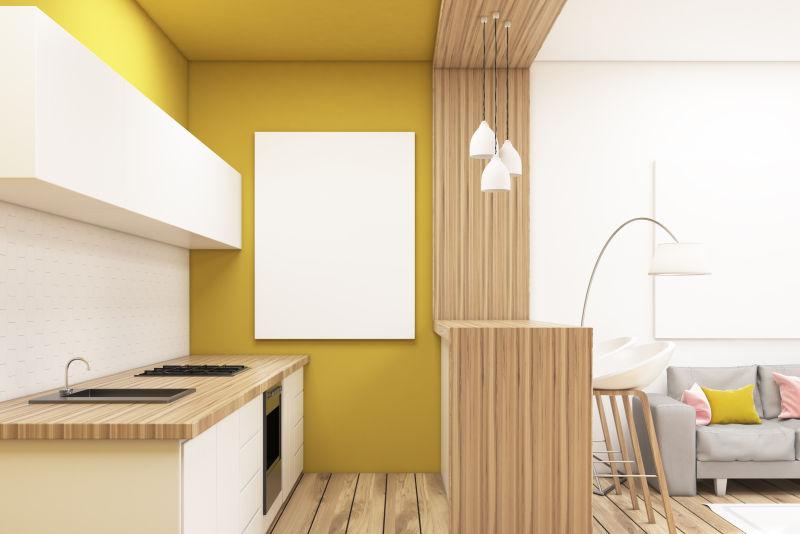 一个工作室公寓厨房角落