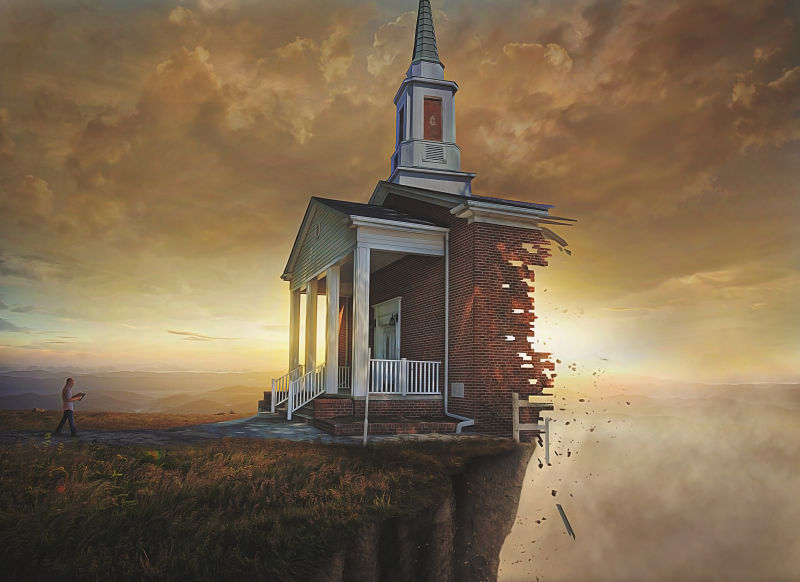 悬崖边破损的房子