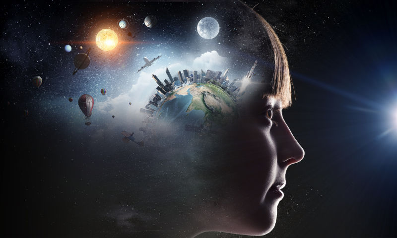 儿童的太空行星梦境概念