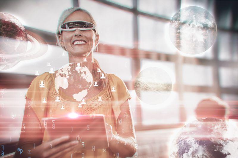 女子头VR眼镜虚拟的现实