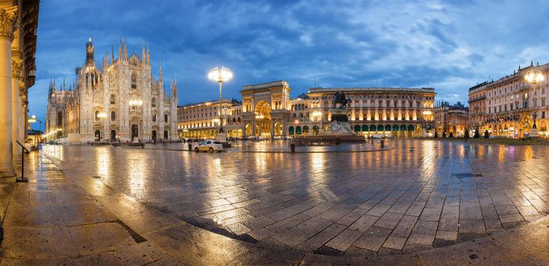 黄昏下的大教堂全景