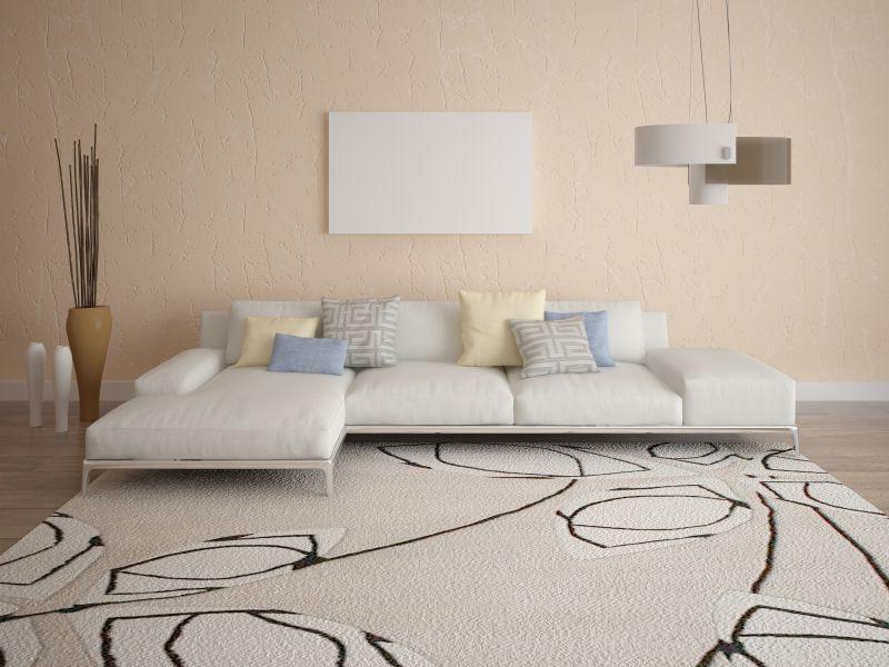 现代客厅有漂亮的花瓶和时尚的灯