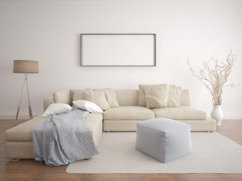 白色背景中的客厅和沙发