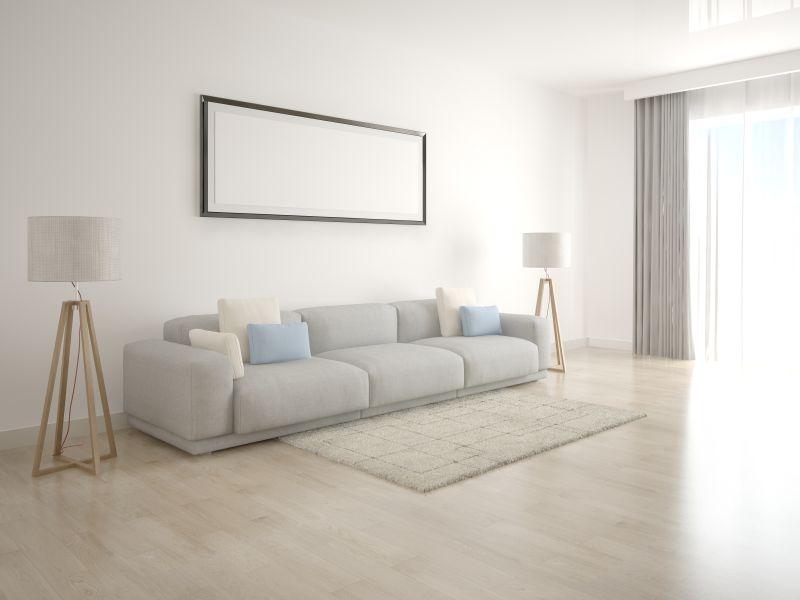 现代明亮客厅中的沙发