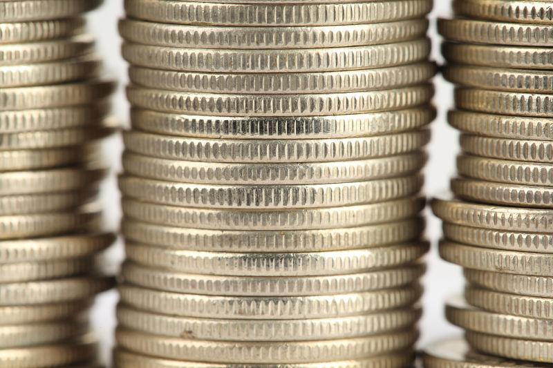 摞起来的硬币侧面