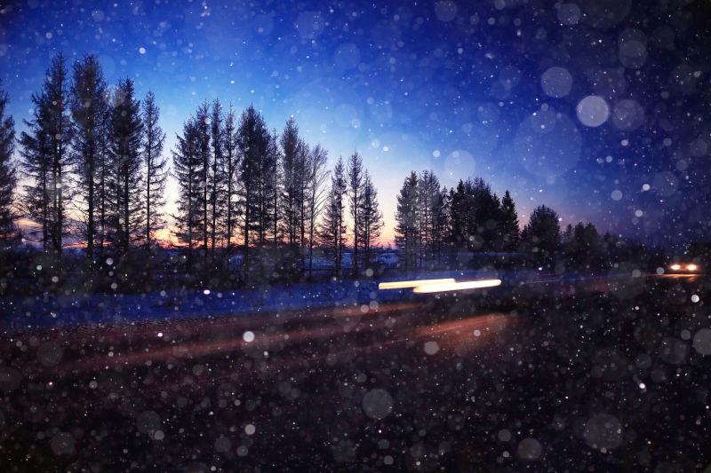 冬季夜雪的背景图片 冬季夜雪背景素材 高清图片 摄影照片 寻图免费打包下载