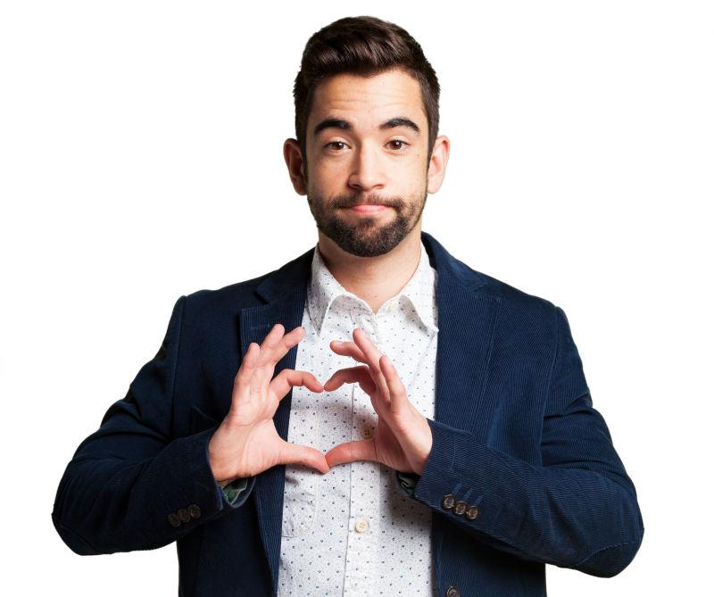 白色背景中酷男人做爱情标志