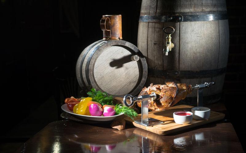 猪肘和各种蔬菜