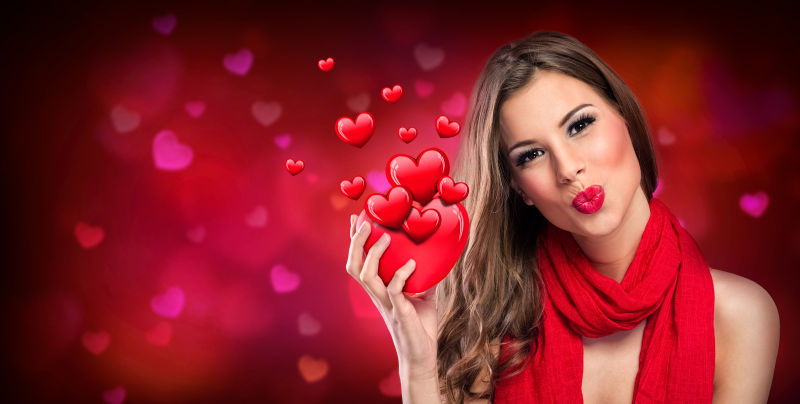 美女模特和爱心