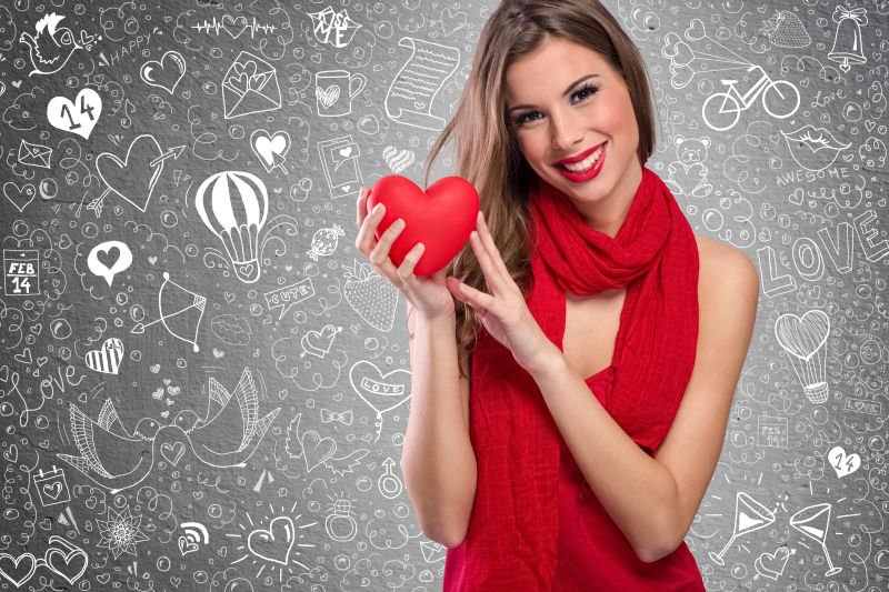 黑色可爱背景中的美女模特儿