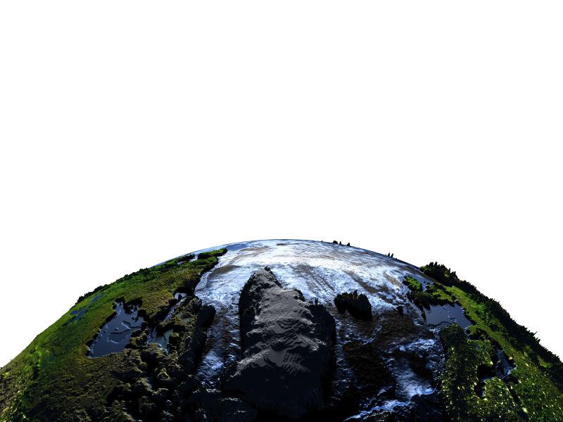 格陵兰岛在地球的夜山上