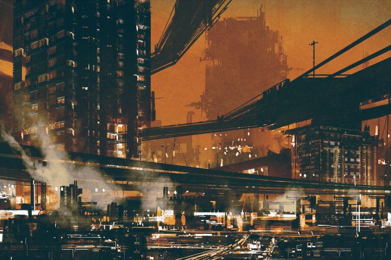 科幻场景展示未来工业城市景观