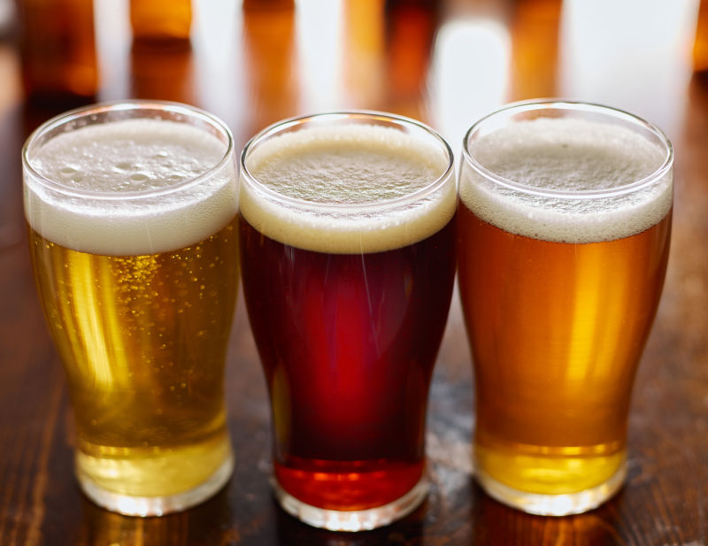 三种不同类型的啤酒