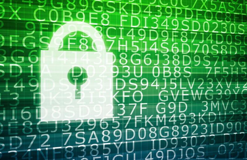 绿色背景上巨大的锁