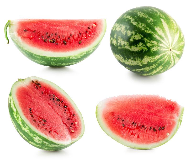 白色背一组形态不同的西瓜