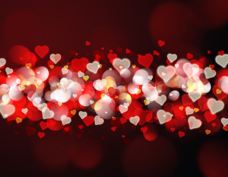 红色浪漫背景下的红金色的灯