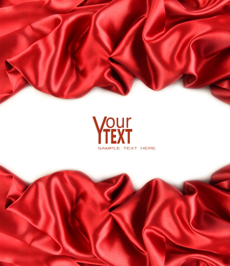 白色背景中有红色丝绸的卡片