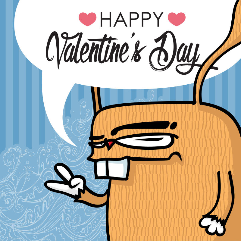 情人节贺卡集滑稽的动物角色