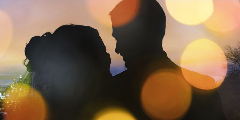 新郎与新娘的剪影